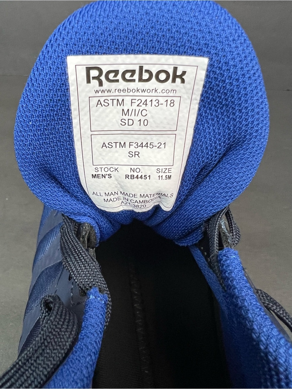 Reebok Speed TR RB4451 Men's Size 11.5M Blue SD10 Comp Safety Toe Work Shoes - Picture 3 of 7